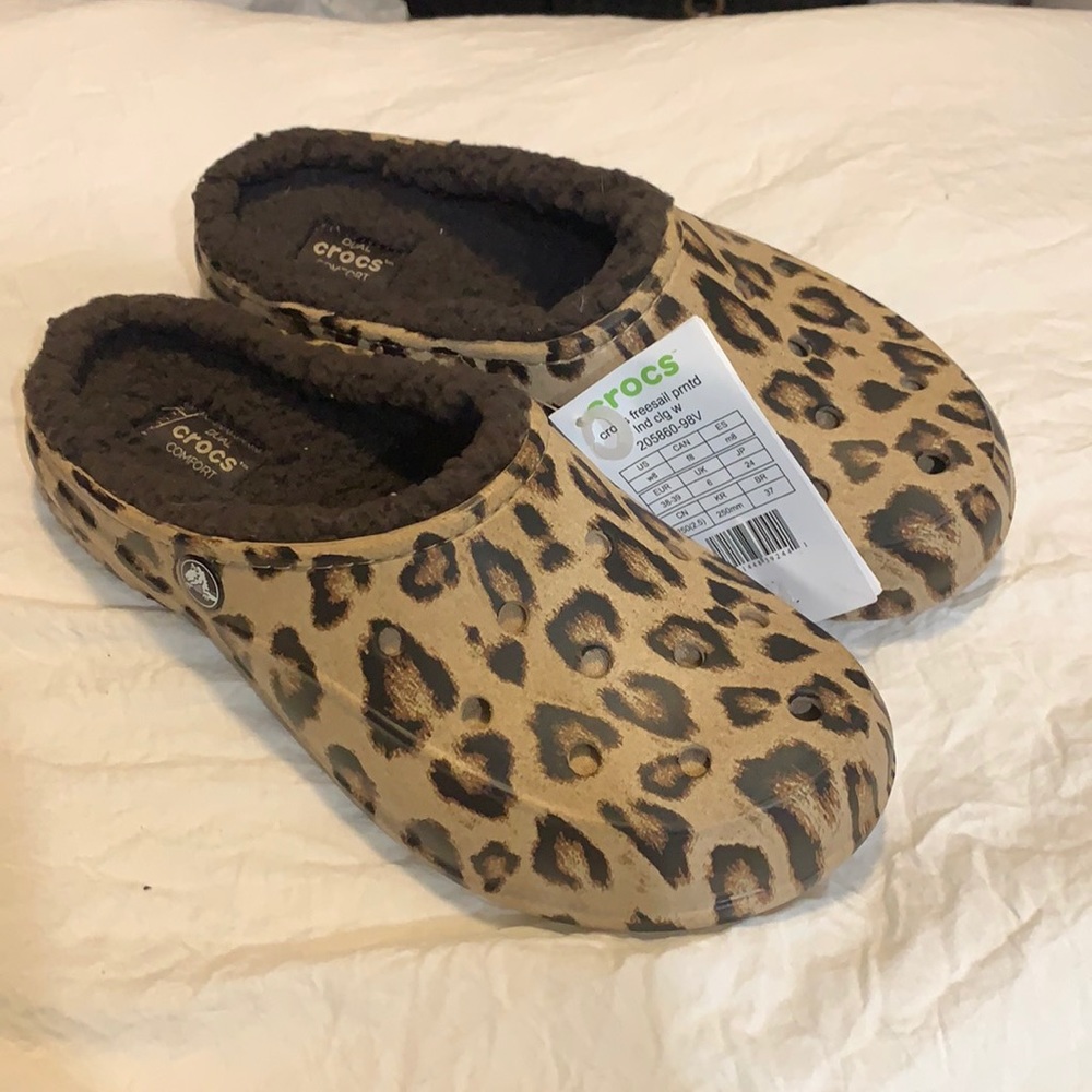 Cheetah print crocs